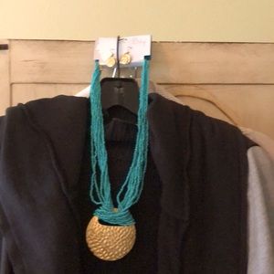 Turquoise Hammered necklace/ earrings